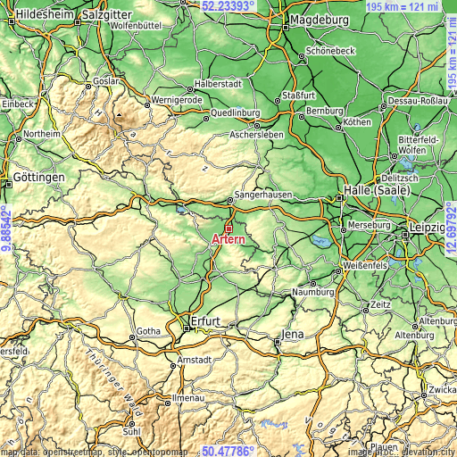 Topographic map of Artern