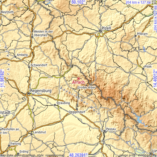 Topographic map of Arrach