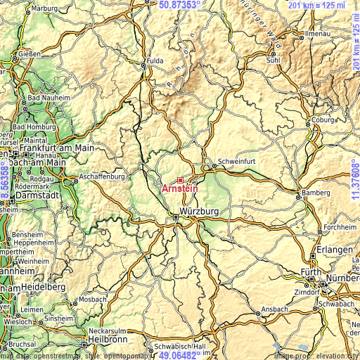 Topographic map of Arnstein