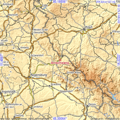 Topographic map of Arnschwang