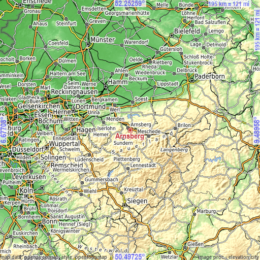 Topographic map of Arnsberg
