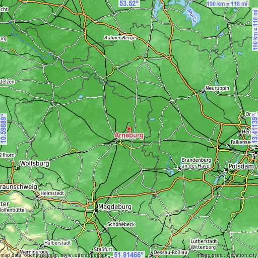 Topographic map of Arneburg