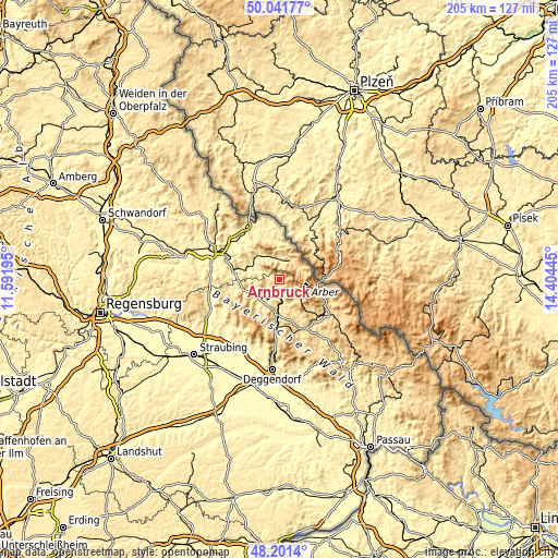 Topographic map of Arnbruck