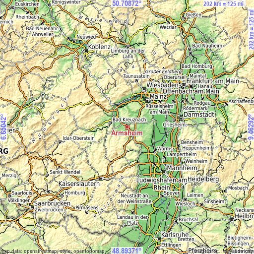 Topographic map of Armsheim