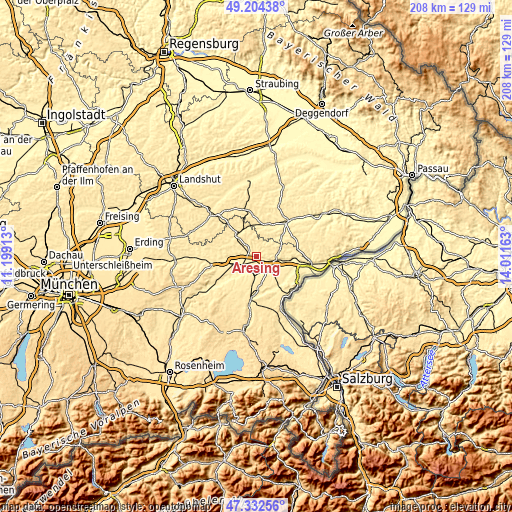 Topographic map of Aresing