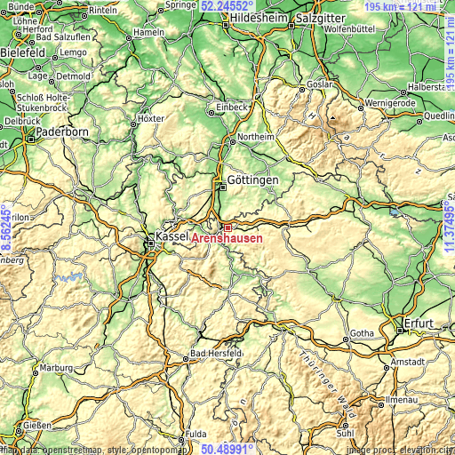 Topographic map of Arenshausen