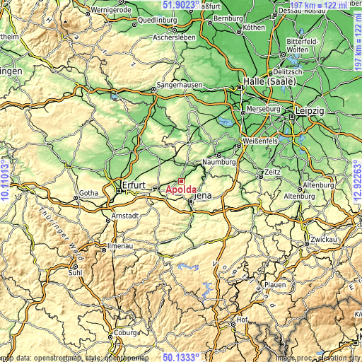 Topographic map of Apolda