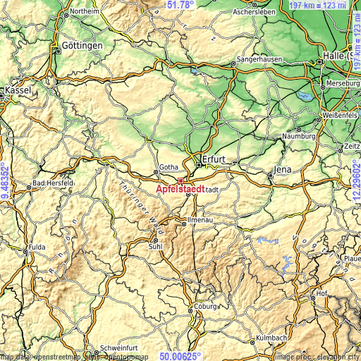 Topographic map of Apfelstädt