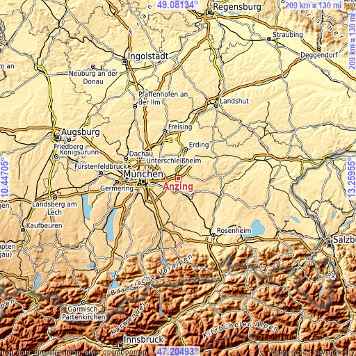 Topographic map of Anzing