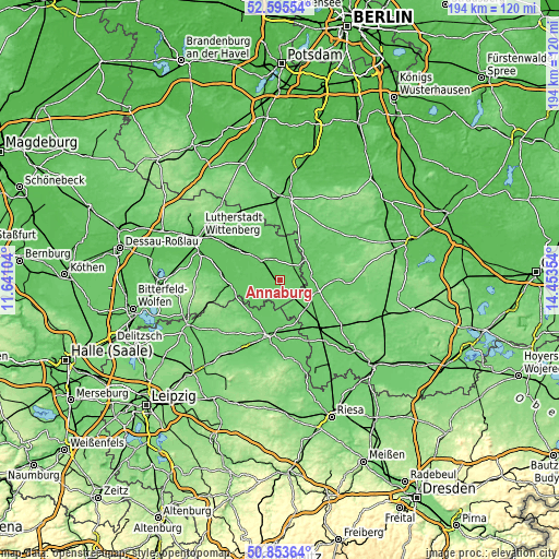 Topographic map of Annaburg