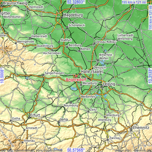 Topographic map of Angersdorf