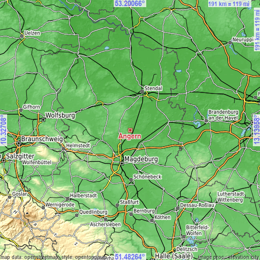 Topographic map of Angern