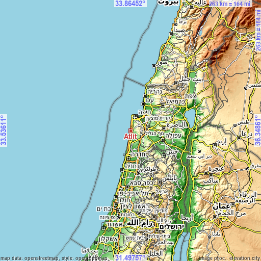 Topographic map of Atlit