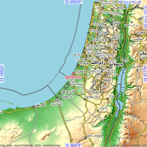 Topographic map of Ashkelon