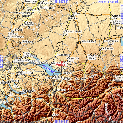 Topographic map of Amtzell