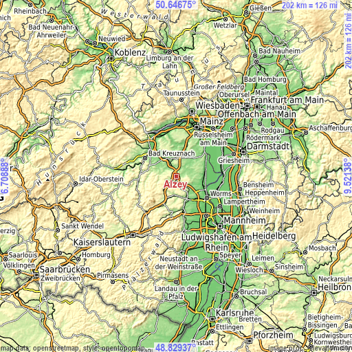Topographic map of Alzey