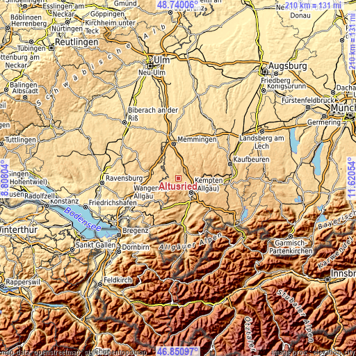 Topographic map of Altusried