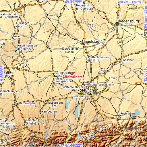 Topographic map of Altomünster