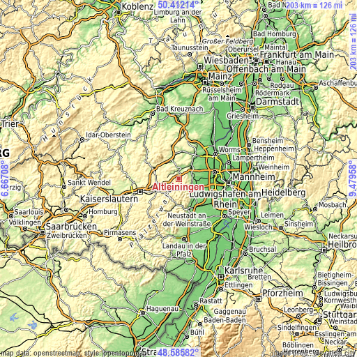 Topographic map of Altleiningen