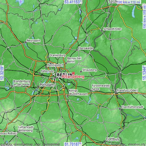 Topographic map of Altlandsberg