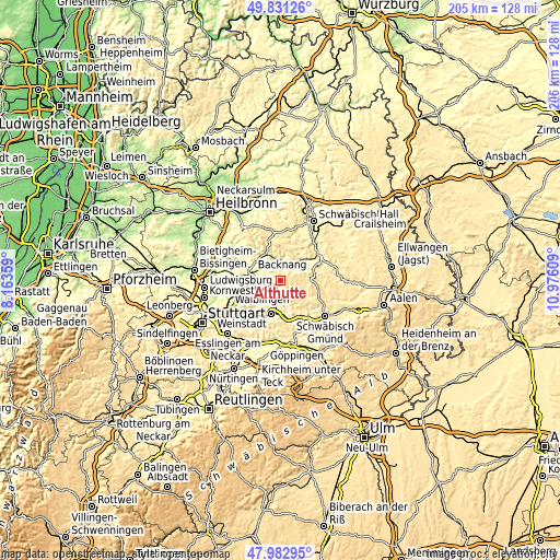 Topographic map of Althütte