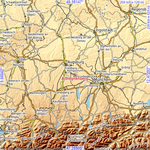 Topographic map of Althegnenberg