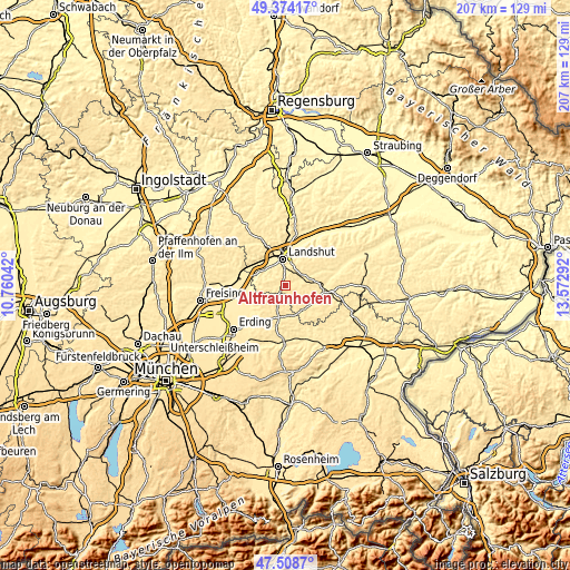 Topographic map of Altfraunhofen