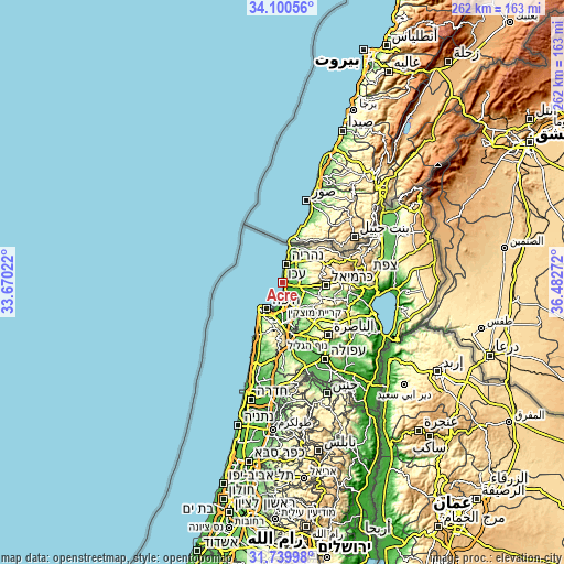 Topographic map of Acre