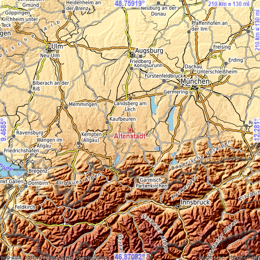 Topographic map of Altenstadt