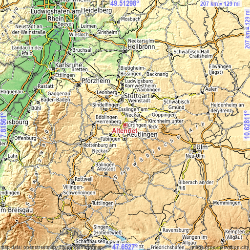 Topographic map of Altenriet