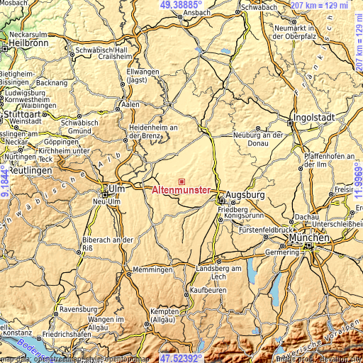 Topographic map of Altenmünster