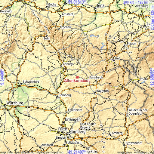 Topographic map of Altenkunstadt