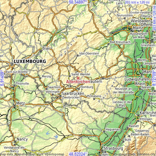 Topographic map of Altenkirchen