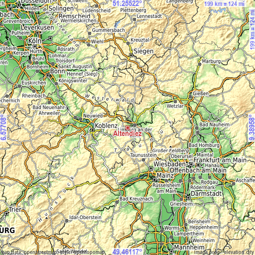 Topographic map of Altendiez