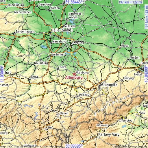 Topographic map of Altenburg