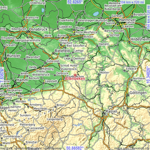 Topographic map of Altenbeken