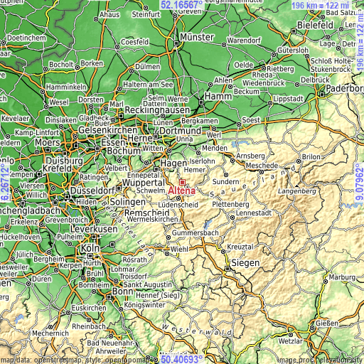 Topographic map of Altena