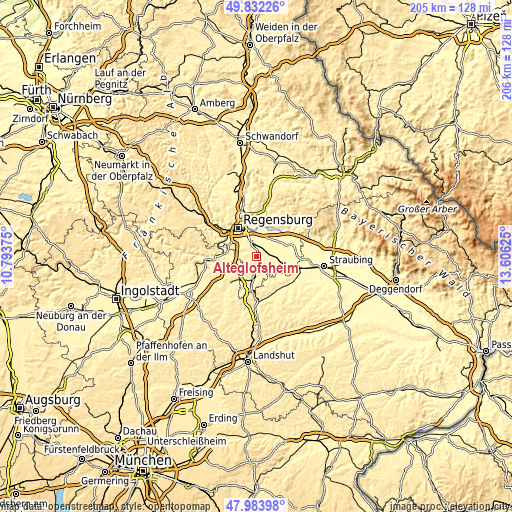 Topographic map of Alteglofsheim