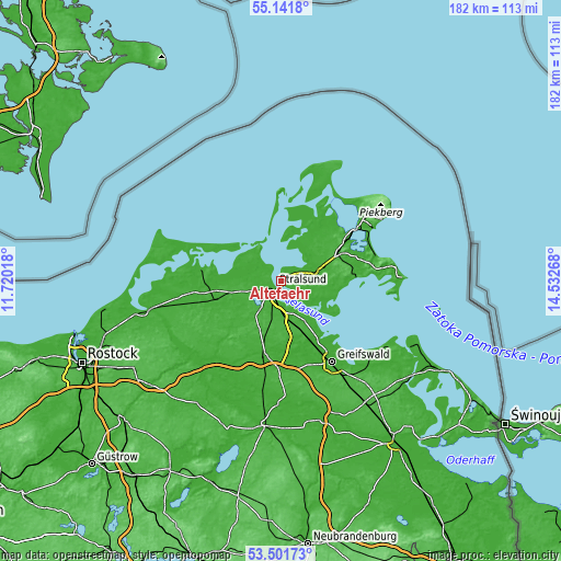 Topographic map of Altefähr