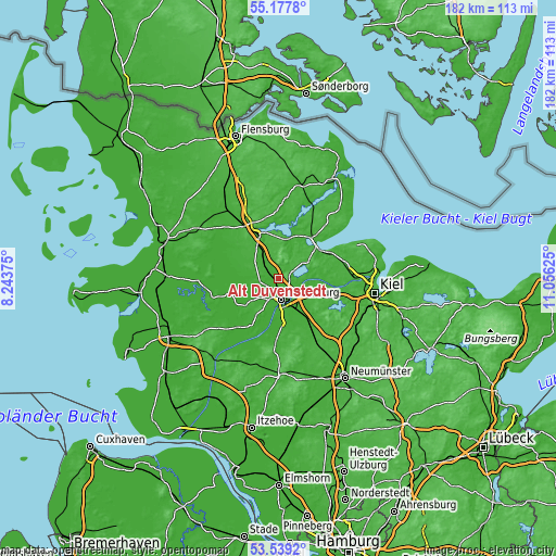 Topographic map of Alt Duvenstedt