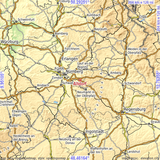 Topographic map of Altdorf