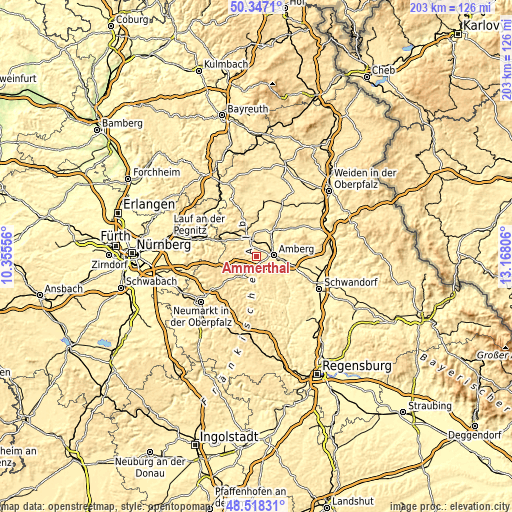 Topographic map of Ammerthal