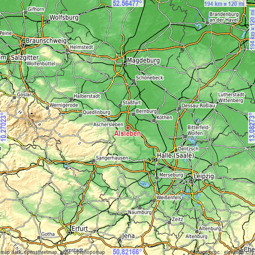 Topographic map of Alsleben