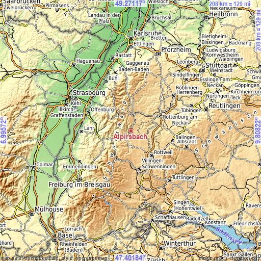 Topographic map of Alpirsbach