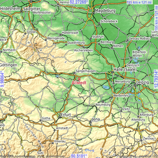 Topographic map of Allstedt