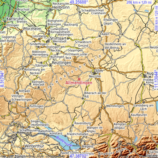 Topographic map of Allmendingen