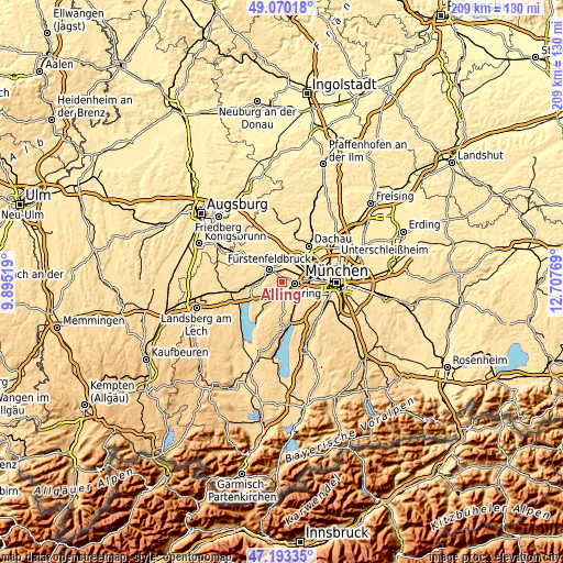 Topographic map of Alling