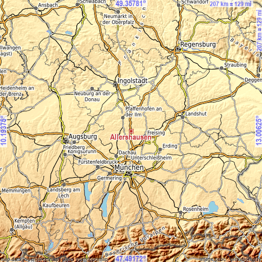 Topographic map of Allershausen