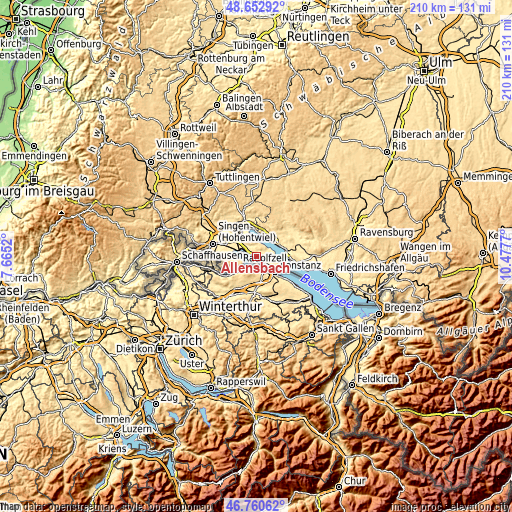 Topographic map of Allensbach