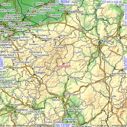 Topographic map of Allendorf